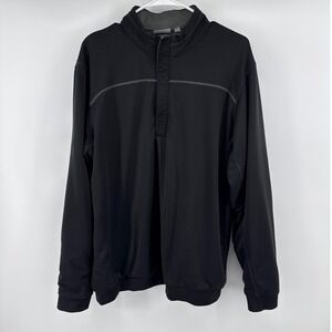 Ashworth Mens Quarter Zip Golf Pullover Black Long Sleeve Mock Neck Z88319 Large